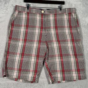 Benson NYC Shorts Mens 40 Multicolor Madras Plaid Cotton Chino 11 Inch Inseam
